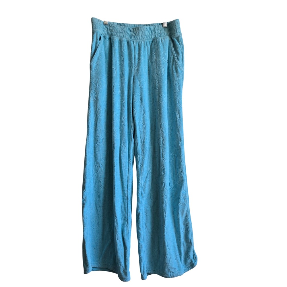 OFFLINE‎ by Aerie Small Lounge Pants Womens Blue Excellent Smiley Face Terry